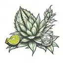 agave plant with tequila shot with lime slice cut tattoo design idea
