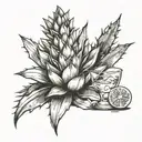 agave plant with tequila shot with lime slice cut tattoo design idea