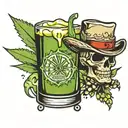 agave tequila shot with lime slice tattoo design idea