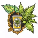 agave tequila shot with lime slice tattoo design idea