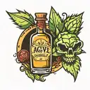 agave tequila shot with lime slice tattoo design idea