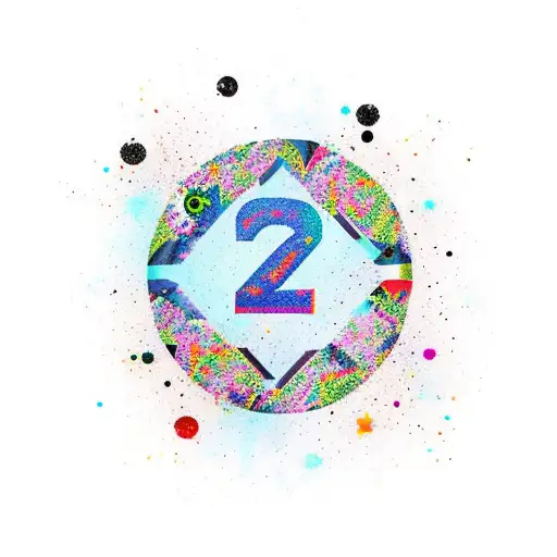 A vibrant, new-school style tattoo featuring a semi colon merged with the number 22, surrounded by woodland camouflage patterns. tattoo design idea