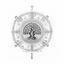 Tree of Life with viking runes around it tattoo design idea