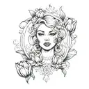 "Naomi" surrounded by tulips tattoo design idea