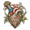 heart with 999 juice wrld tattoo design idea