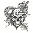Skull inside a heart with a sword going through it, and the heart is not normal, but like dead tattoo design idea