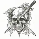 Skull inside a heart with a sword going through it, and the heart is not normal, but like dead tattoo design idea