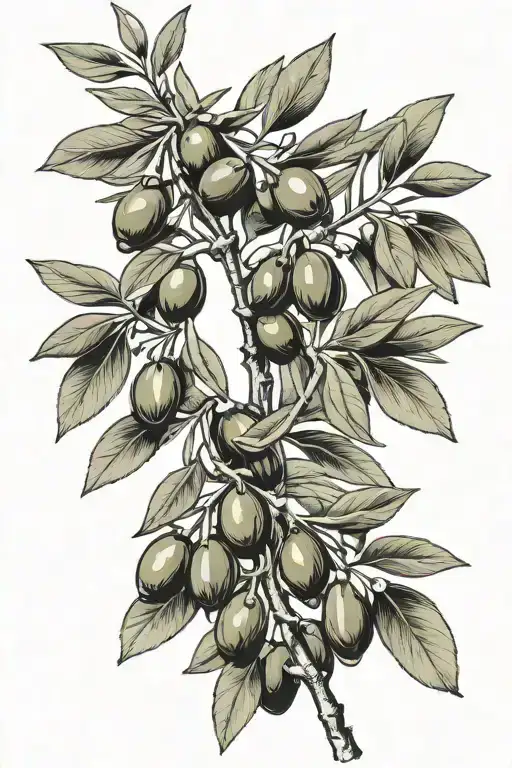 olive branch connected to top of tree line tattoo tattoo design idea