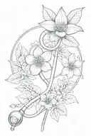 A minimalist design of a stethoscope intertwined with a delicate flower, symbolizing the harmony between your passion for medicine and love for nature. tattoo design idea