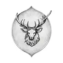 Texas ambiance with the scottish clan crawford family crest as the theme. Include a mean stag head and the latin "tutum  tattoo design idea
