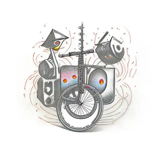 bicycle bass guitar Magic the gathering  tattoo design idea