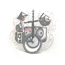 bicycle bass guitar Magic the gathering  tattoo design idea