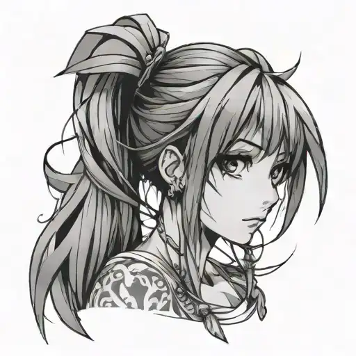anime girl tattoo design idea