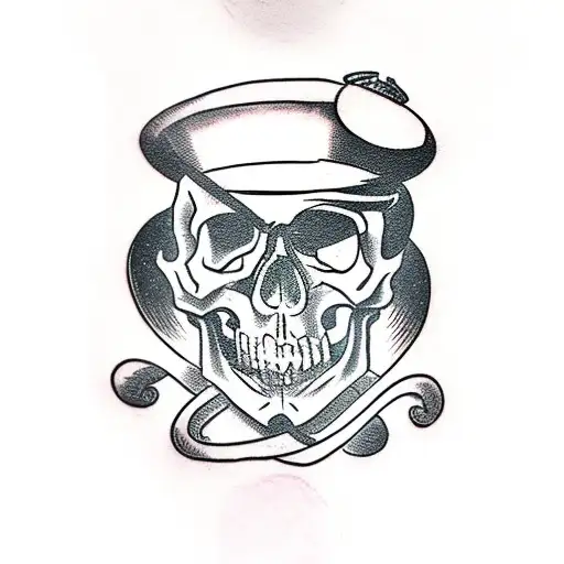 skull top hat cigar money dice tattoo design idea