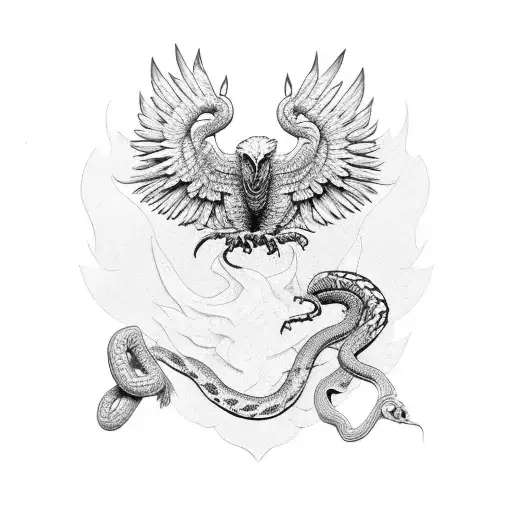 Snake and Eagle tattoo design idea