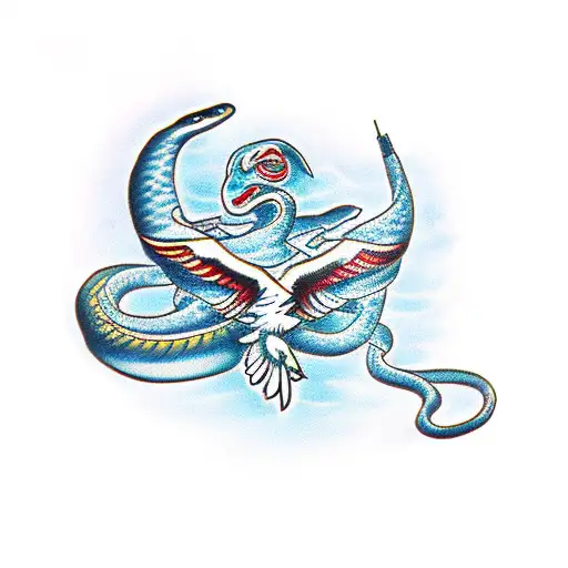 Snake and Eagle tattoo design idea