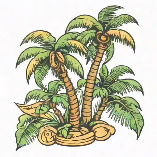 palm tree wealth money dream tattoo design idea