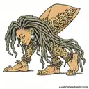 Jamaican dreadlocks on a girl's leg tattoo design idea