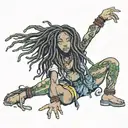 Jamaican dreadlocks on a girl's leg tattoo design idea