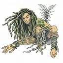 Jamaican dreadlocks on a girl's leg tattoo design idea