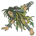 Jamaican dreadlocks on a girl's leg tattoo design idea