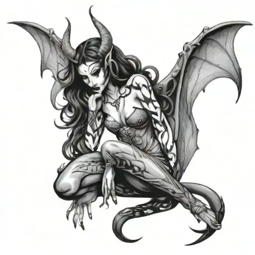 Succubus with deminwings tattoo design idea