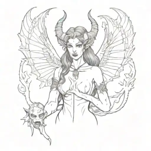 Succubus with deminwings tattoo design idea
