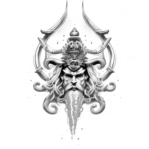 god Poseidon tattoo design idea