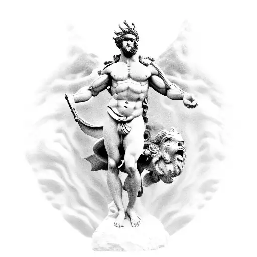 god Greek sculpture Poseidon tattoo design idea