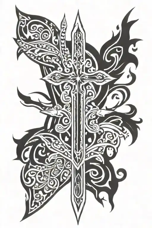 dagger cross with psalms 144:1 in it sits tattoo design idea