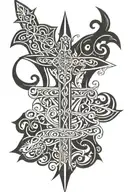 dagger cross with psalms 144:1 in it sits tattoo design idea