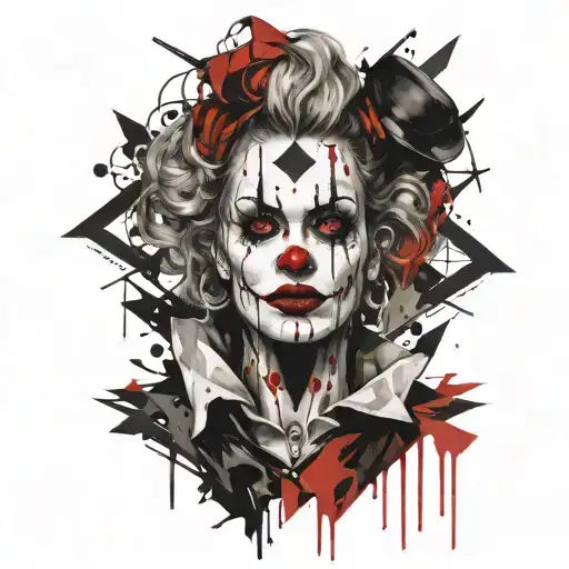 gothic clown woman from the front tattoo design idea