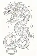 dragon japanese style with sparkles and moon and stars and y2k theme  tattoo design idea