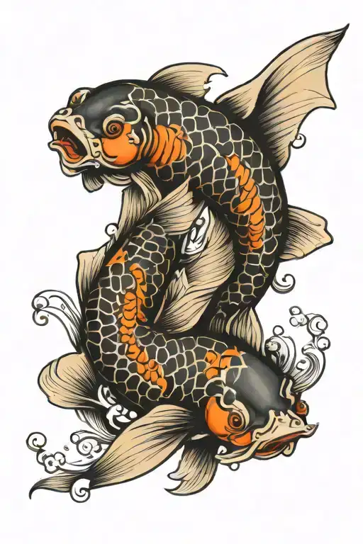pisces two koi fish tattoo design idea