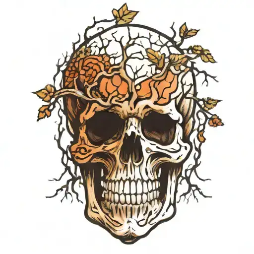 skull with full creepy tree tattoo design idea