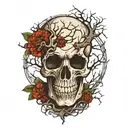 skull with full creepy tree tattoo design idea