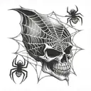 spiderweb with spider and skull tattoo design idea