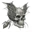 spiderweb with spider and skull tattoo design idea