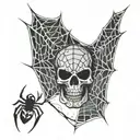spiderweb with spider and skull tattoo design idea