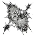 spiderweb with spider and skull tattoo design idea