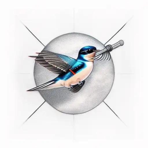 Swallow Bird temple tattoo design idea