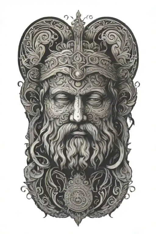 Incorporate stoic symbols like the Greek philosopher's face or the stoic virtues (wisdom, courage, justice, temperance) into a minimalist blackwork design tattoo design idea