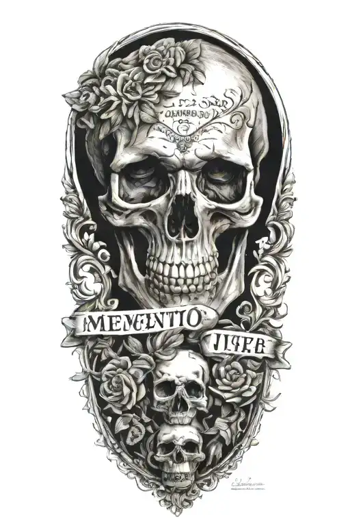 memento mori memento vivere featuring text and picture of seneca tattoo design idea