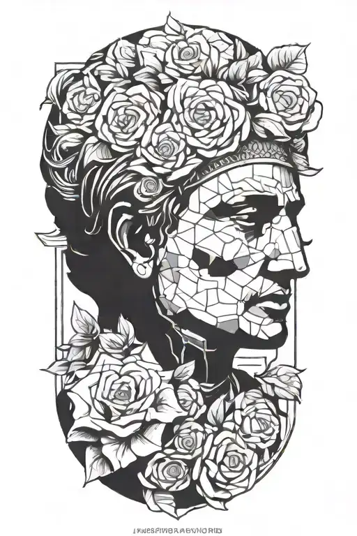 Incorporate stoic symbols like the Greek philosopher's face or the stoic virtues (wisdom, courage, justice, temperance) into a minimalist blackwork design tattoo design idea