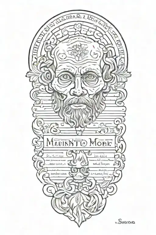 memento mori memento vivere featuring text and picture of seneca tattoo design idea