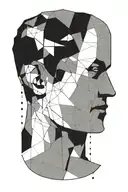 Incorporate stoic symbols like the Greek philosopher's face or the stoic virtues (wisdom, courage, justice, temperance) into a minimalist blackwork design tattoo design idea