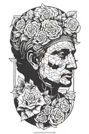 Incorporate stoic symbols like the Greek philosopher's face or the stoic virtues (wisdom, courage, justice, temperance) into a minimalist blackwork design tattoo design idea