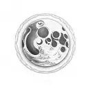 half moon with waves line art tattoo design idea