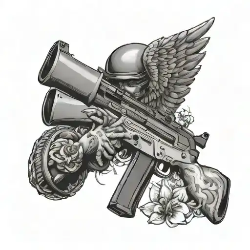 Angel AK-47 tattoo design idea