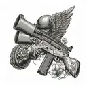 Angel AK-47 tattoo design idea